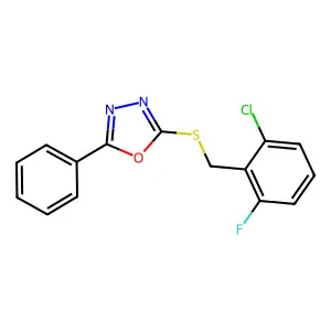 2-[(2-Chloro-6-fluorophenyl)methylsulfanyl]-5-phenyl-1,3,4-oxadiazole structure