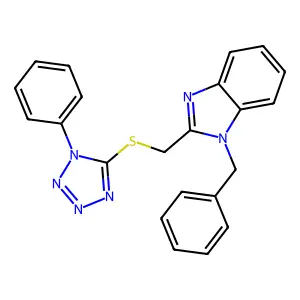 1-Benzyl-2-[(1-phenyltetrazol-5-yl)sulfanylmethyl]benzimidazole structure