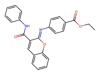 ethyl 4-{[(2Z)-3-(phenylcarbamoyl)-2H-chromen-2-ylidene]amino}benzoate structure