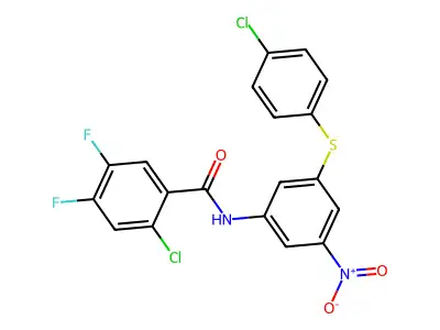 2-chloro-N-{3-[(4-chlorophenyl)sulfanyl]-5-nitrophenyl}-4,5-difluorobenzamide structure