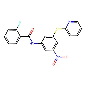 2-fluoro-N-[3-nitro-5-(pyridin-2-ylsulfanyl)phenyl]benzamide structure