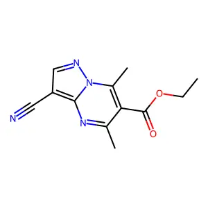 Ethyl 3-cyano-5,7-dimethylpyrazolo[1,5-a]pyrimidine-6-carboxylate structure