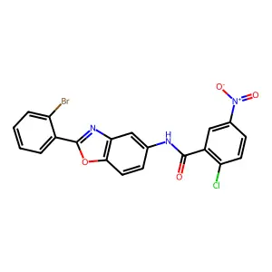 N-[2-(2-bromophenyl)-1,3-benzoxazol-5-yl]-2-chloro-5-nitrobenzamide structure