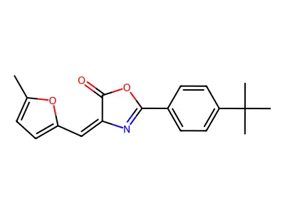 (4E)-2-(4-tert-butylphenyl)-4-[(5-methylfuran-2-yl)methylidene]-1,3-oxazol-5-one structure