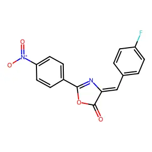 (E)-4-(4-fluorobenzylidene)-2-(4-nitrophenyl)oxazol-5(4H)-one structure