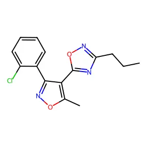5-[3-(2-Chlorophenyl)-5-methyl-1,2-oxazol-4-yl]-3-propyl-1,2,4-oxadiazole structure