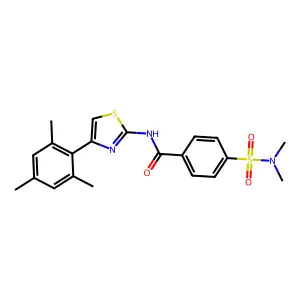 4-(dimethylsulfamoyl)-N-[4-(2,4,6-trimethylphenyl)-1,3-thiazol-2-yl]benzamide structure