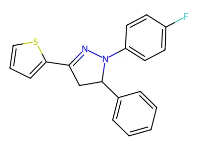 1-(4-fluorophenyl)-5-phenyl-3-(2-thienyl)-4,5-dihydro-1H-pyrazole structure