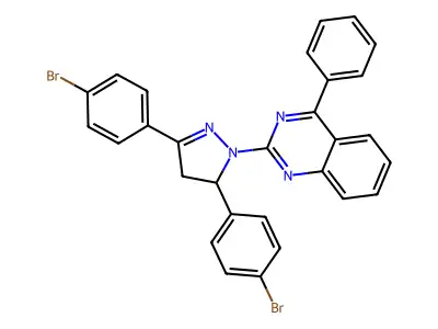 2-[3,5-bis(4-bromophenyl)-4,5-dihydro-1H-pyrazol-1-yl]-4-phenylquinazoline structure