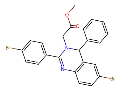 methyl [6-bromo-2-(4-bromophenyl)-4-phenylquinazolin-3(4H)-yl]acetate structure