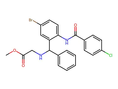 Methyl 2-[[[5-bromo-2-[(4-chlorobenzoyl)amino]phenyl]-phenylmethyl]amino]acetate structure