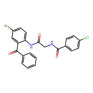 N-[(2-Benzoyl-4-bromo-phenylcarbamoyl)-methyl]-4-chloro-benzamide structure