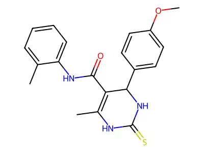 4-(4-methoxyphenyl)-6-methyl-N-(2-methylphenyl)-2-sulfanylidene-1,2,3,4-tetrahydropyrimidine-5-carboxamide structure