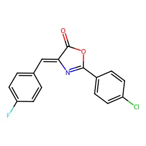 (4E)-2-(4-chlorophenyl)-4-(4-fluorobenzylidene)-1,3-oxazol-5(4H)-one structure