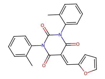 5-(2-furylmethylene)-1,3-bis(2-methylphenyl)-2,4,6(1H,3H,5H)-pyrimidinetrione structure