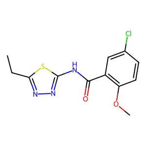 5-chloro-N-(5-ethyl-1,3,4-thiadiazol-2-yl)-2-methoxybenzamide structure