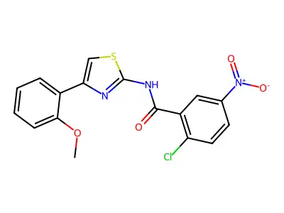 2-chloro-N-[4-(2-methoxyphenyl)-1,3-thiazol-2-yl]-5-nitrobenzamide structure