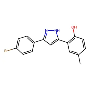 2-(5-(4-bromophenyl)-1H-pyrazol-3-yl)-4-methylphenol structure
