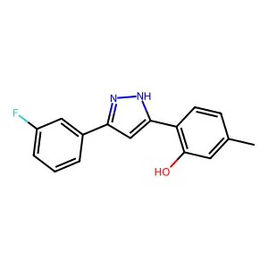 2-(5-(3-fluorophenyl)-1H-pyrazol-3-yl)-5-methylphenol structure