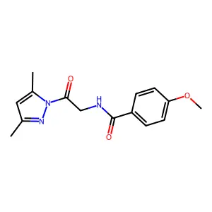 N-[2-(3,5-dimethylpyrazol-1-yl)-2-oxoethyl]-4-methoxybenzamide structure