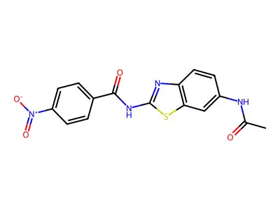 N-(6-acetamido-1,3-benzothiazol-2-yl)-4-nitrobenzamide structure