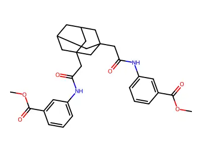 Dimethyl 3,3'-((2,2'-(adamantane-1,3-diyl)bis(acetyl))bis(azanediyl))dibenzoate structure