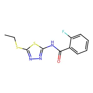 N-[5-(ethylsulfanyl)-1,3,4-thiadiazol-2-yl]-2-fluorobenzamide structure