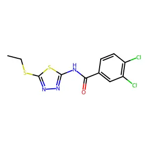 3,4-dichloro-N-[5-(ethylsulfanyl)-1,3,4-thiadiazol-2-yl]benzamide structure