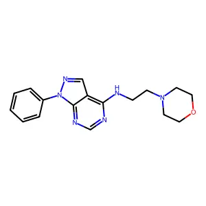 N-[2-(morpholin-4-yl)ethyl]-1-phenyl-1H-pyrazolo[3,4-d]pyrimidin-4-amine structure