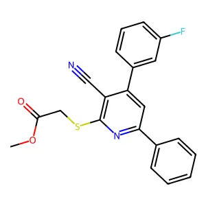 Methyl {[3-cyano-4-(3-fluorophenyl)-6-phenyl-2-pyridinyl]sulfanyl}acetate structure