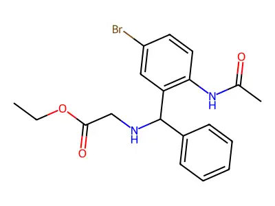 Ethyl 2-[[(2-acetamido-5-bromophenyl)-phenylmethyl]amino]acetate structure