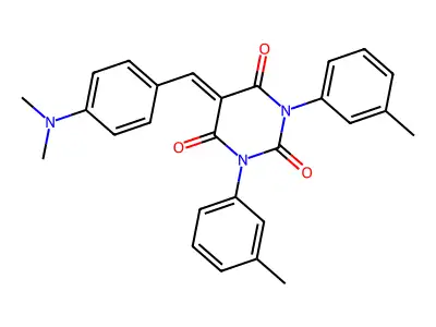 5-((4-(dimethylamino)phenyl)methylene)-1,3-bis(3-methylphenyl)-1,3-diazaperhydroine-2,4,6-trione structure