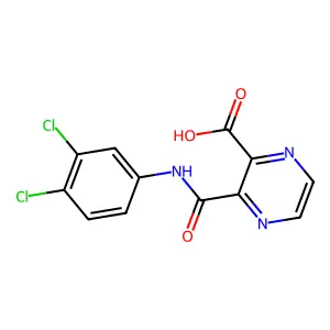3-[(3,4-Dichloroanilino)carbonyl]-2-pyrazinecarboxylic acid structure
