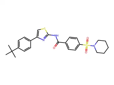 N-(4-(4-(tert-butyl)phenyl)thiazol-2-yl)-4-(piperidin-1-ylsulfonyl)benzamide structure