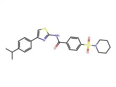 N-(4-(4-isopropylphenyl)thiazol-2-yl)-4-(piperidin-1-ylsulfonyl)benzamide structure