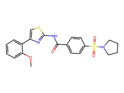 N-(4-(2-methoxyphenyl)thiazol-2-yl)-4-(pyrrolidin-1-ylsulfonyl)benzamide structure