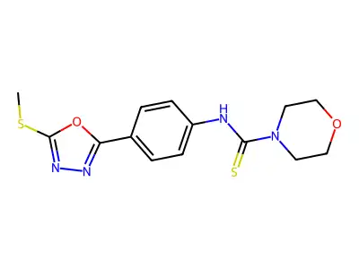 N-[4-(5-methylsulfanyl-1,3,4-oxadiazol-2-yl)phenyl]morpholine-4-carbothioamide structure
