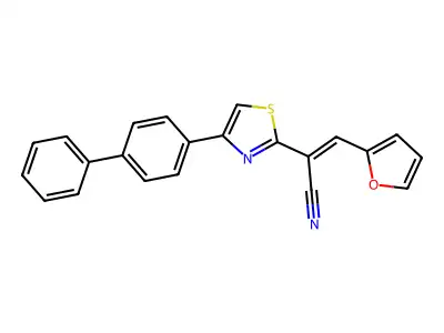 (E)-2-(4-([1,1'-biphenyl]-4-yl)thiazol-2-yl)-3-(furan-2-yl)acrylonitrile structure