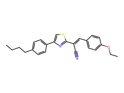 (E)-2-[4-(4-butylphenyl)-1,3-thiazol-2-yl]-3-(4-ethoxyphenyl)prop-2-enenitrile structure