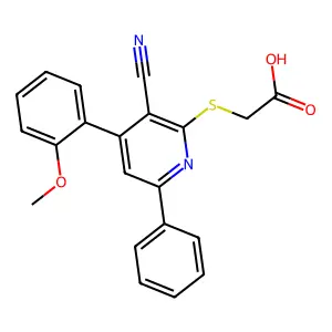 2-(3-Cyano-4-(2-methoxyphenyl)-6-phenyl-pyridin-2-yl)sulfanylethanoic acid structure