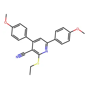 2-(Ethylthio)-4,6-bis(4-methoxyphenyl)nicotinonitrile structure