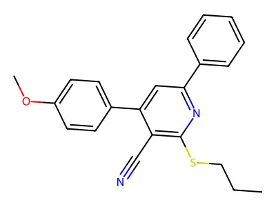 4-(4-Methoxyphenyl)-6-phenyl-2-(propylthio)nicotinonitrile structure