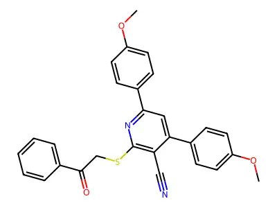 4,6-Bis(4-methoxyphenyl)-2-phenacylsulfanylpyridine-3-carbonitrile structure
