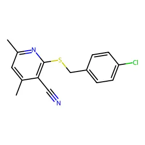2-{[(4-Chlorophenyl)methyl]sulfanyl}-4,6-dimethylpyridine-3-carbonitrile structure