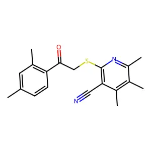 2-((2-(2,4-Dimethylphenyl)-2-oxoethyl)thio)-4,5,6-trimethylnicotinonitrile structure