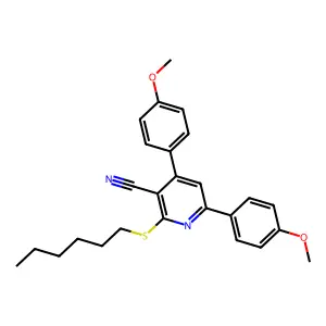 2-Hexylsulfanyl-4,6-bis(4-methoxyphenyl)pyridine-3-carbonitrile structure