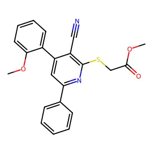 Methyl {[3-cyano-4-(2-methoxyphenyl)-6-phenylpyridin-2-yl]sulfanyl}acetate structure