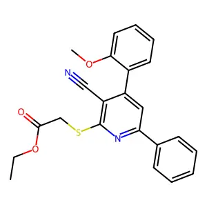 Ethyl {[3-cyano-4-(2-methoxyphenyl)-6-phenylpyridin-2-yl]sulfanyl}acetate structure