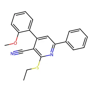 2-(Ethylthio)-4-(2-methoxyphenyl)-6-phenylnicotinonitrile structure