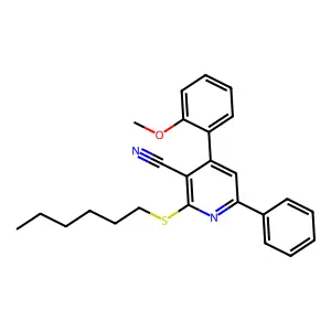 2-Hexylsulfanyl-4-(2-methoxyphenyl)-6-phenylpyridine-3-carbonitrile structure